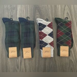 NWTS J. Crew Men's Argyle and Plaid Socks - Red, Gray, Blue, Green